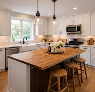Farmhouse style kitchen captured for a real estate listing