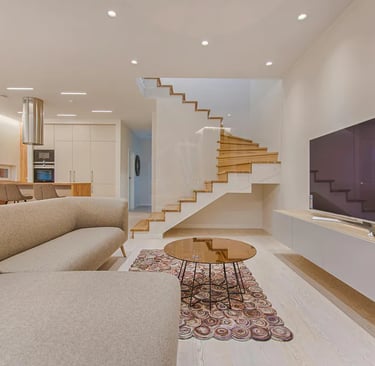 modern luxury home basement living room with large tv