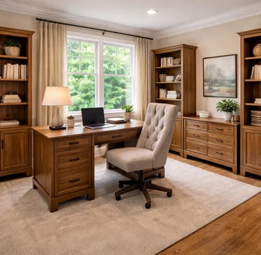 clean comfortable home office photographed for real estate