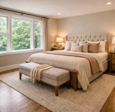 Modern master bedroom captured with real estate photography