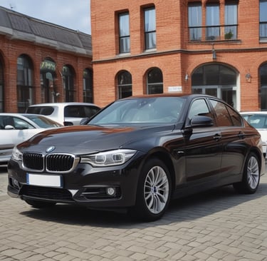 BMW F30 driving along the scenic coastline of the Trójmiasto region on a sunny day.