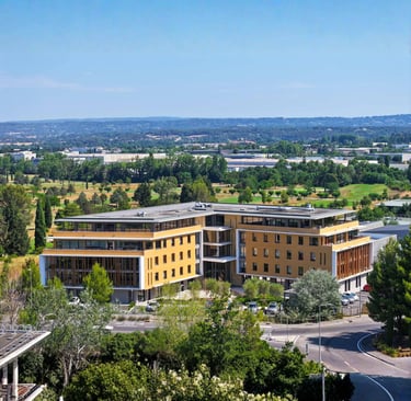 a large building with a clock tower in the middle of it