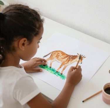 Close-up of colorful activity sheets featuring Bible characters and stories.
