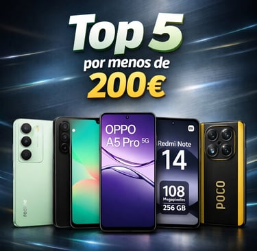 top 5 moviles por menos de 200 euros