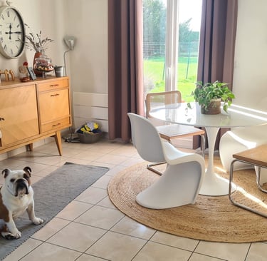 salon 70s chaise panton et table tulipe cesca