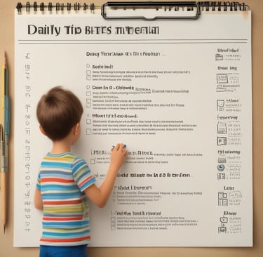 Young person happily counting savings at a desk with a notebook and piggy bank.