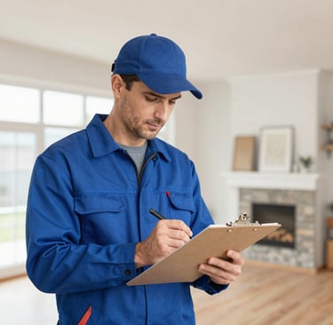 Close-up of a tablet displaying a detailed home maintenance PDF from the Homecheck system.