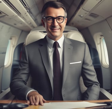 Photo of a middle-aged man in business attire standing in front of a modern office building.
