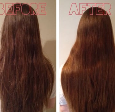 before and after curaphy hair mask
