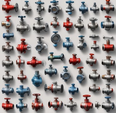 Selection of pneumatic valves arranged neatly on a workshop table