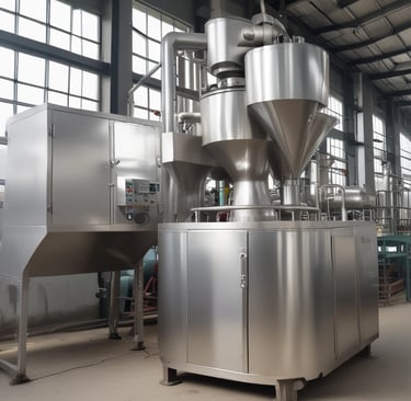 A stainless steel machine in factory