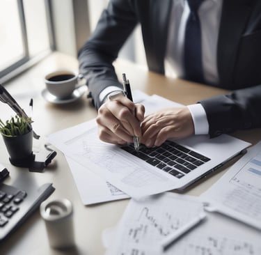 Image highlighting professional consultants working on accounting tasks.