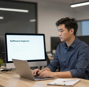 A friendly customer service representative wearing a headset, smiling and ready to assist.