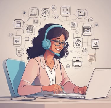 a woman in headphones and a headset with a headset