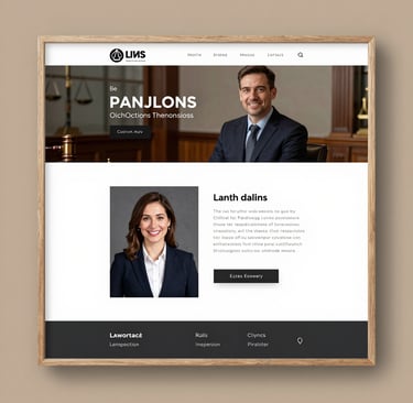 Sleek, dark-themed modern website homepage for a law firm with dynamic interactions on text