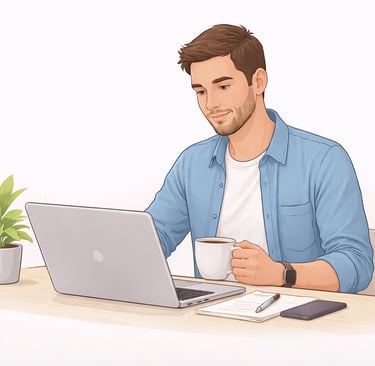 person reviewing financial data on a laptop representing monitoring of credit report information