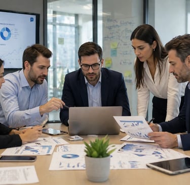 Equipo comercial trabajando