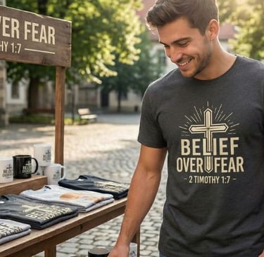    Belief Over Fear Christian Tee,Bella + Canvas 3001 Unisex,asylvestre shop