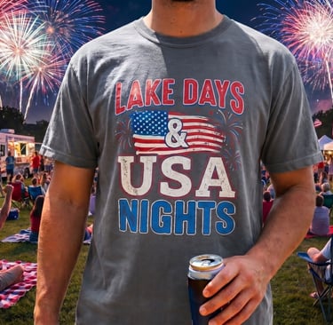 Patriotic Lake Shirt: Why Americans Love Wearing Lake Days and USA Nights Tees in Summer,Asylvestre 