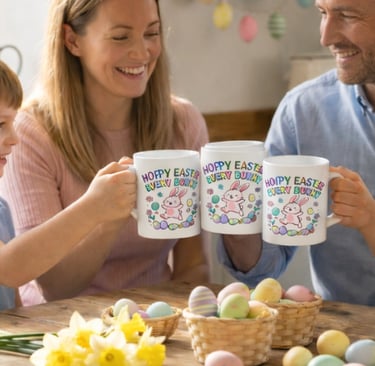 Hoppy Easter Every Bunny White Glossy Mug,Alex sylvestre Shop,Asylvestreshop