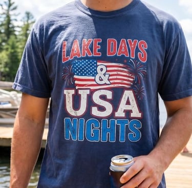 Patriotic Lake Shirt: Why Americans Love Wearing Lake Days and USA Nights Tees in Summer,Asylvestre 