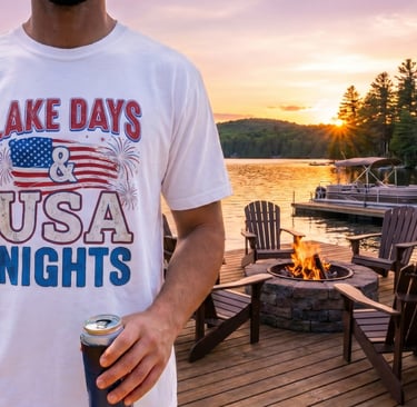Patriotic Lake Shirt: Why Americans Love Wearing Lake Days and USA Nights Tees in Summer,Asylvestre 