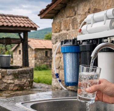 Agua de pozo en vivienda rural y sistema de filtración para consumo doméstico seguro