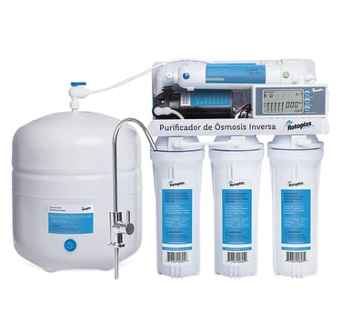Sistema de ósmosis inversa doméstica con depósito presurizado y filtros de varias etapas para purifi
