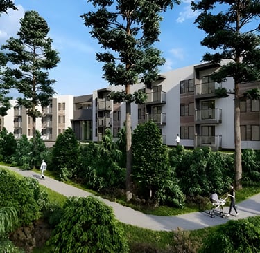 Back view of Lifestyle Enclave which is a residential building under Plexus Development Group