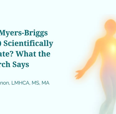Graphic about Myers-Briggs MBTI scientific accuracy featuring a glowing human silhouette.