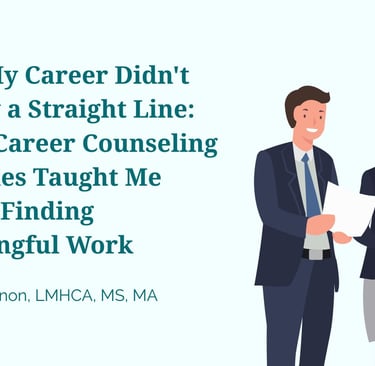 Graphic about career counseling theories featuring professionals discussing meaningful work by Ryan Shannon.