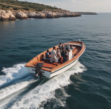 an orange and yellow flag on a boat in the ocean