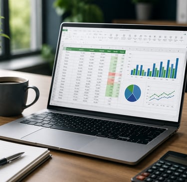 a laptop with excel spredsheet open