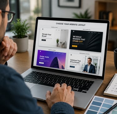  a man using a laptop choosing the best website templates