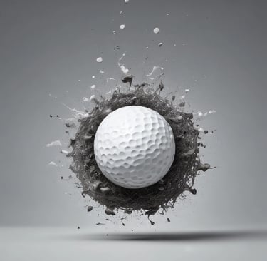 A smiling student holding a golf club, celebrating a successful swing.