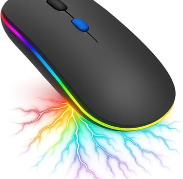 Mouse Sem Fio Ergonômico Premium – RGB, Bluetooth 5.0 e 2.4 GHz, Recarregável, Silencioso e Preciso 