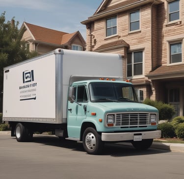 A Ghazaryan Services 30 moving truck parked outside a sunny Southern California home.