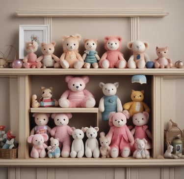 Colorful assortment of kids' toys including puzzles and stuffed animals