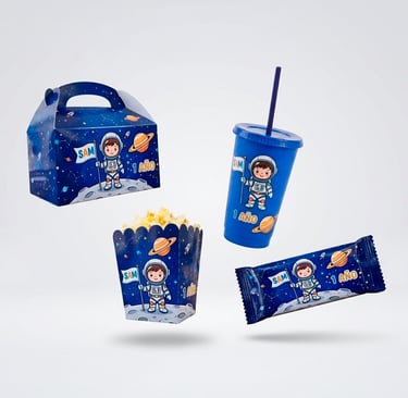 Productos personalizados para fiesta infantil tema de astronauta caja para palomitas caja de dulce