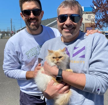 Peach Melba with new cat parents