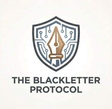 Logo for the Black Letter Protocol by Adam Bair, high velocity research and drafting for litigators