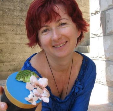 Milena, the owner while living in Dubrovnik, with her craft box