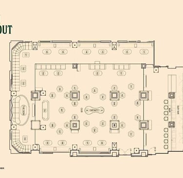 Papi Saigon Floor Map Layout with Table sections and numbers
