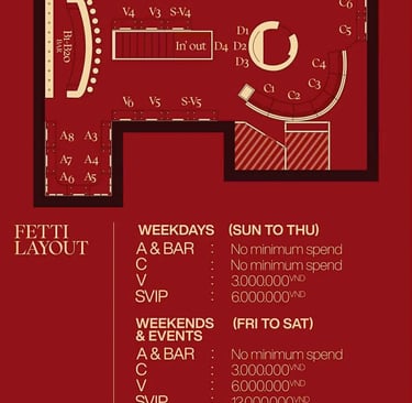 Fetti Social Club Night Club Floor Plan Map Layout by Alejandro Vietnam Nightclub Promoter
