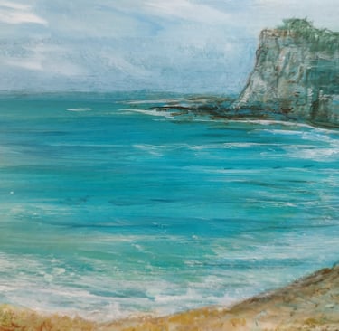 The Sea Soothes at St Margaret's Bay, 20 x 20 cm, acrylic on wooden panel, £50