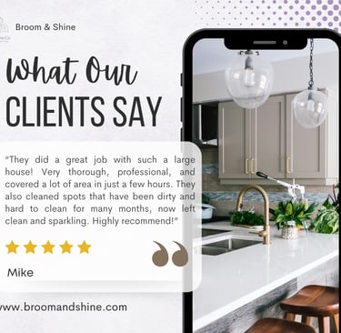 Broom & Shine customer review for a successful one-time cleaning service.
