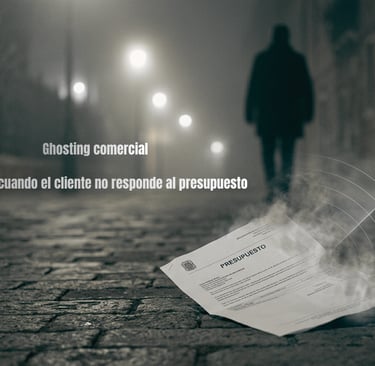 Imagen que representa el ghosting comercial: un presupuesto que se desvanece en la oscuridad.