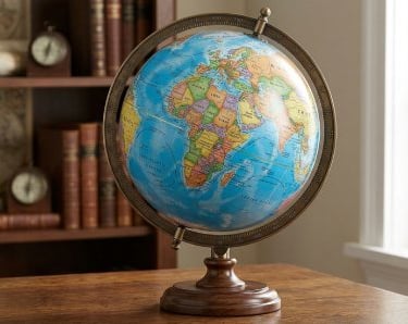 Globe shows the continents to see spanish online students of the world