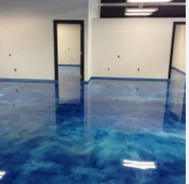 a blue metallic metallic metallic flooring with a metallic floor