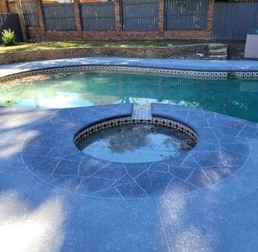 a pool with a hot tub and a pool